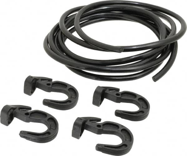 Polyflex - 10' Long x 5/16" Diam, Black Tie Down Rope Kit - With 4 Hooks - Makers Industrial Supply