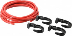 Polyflex - 10' Long x 5/16" Diam, Red Tie Down Rope Kit - With 4 Hooks - Makers Industrial Supply