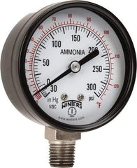 Winters - 2-1/2" Dial, 1/4 Thread, 30-0-300 Scale Range, Pressure Gauge - Lower Connection Mount, Accurate to 3-2-3% of Scale - Makers Industrial Supply