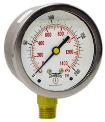 Winters - 2-1/2" Dial, 1/4 Thread, 0-1,000 Scale Range, Pressure Gauge - Lower Connection Mount, Accurate to 1.5% of Scale - Makers Industrial Supply