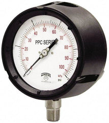 Winters - 4-1/2" Dial, 1/2 Thread, 0-10,000 Scale Range, Pressure Gauge - Lower Connection Mount, Accurate to 0.5% of Scale - Makers Industrial Supply