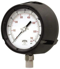 Winters - 4-1/2" Dial, 1/2 Thread, 0-60 Scale Range, Pressure Gauge - Lower Connection Mount, Accurate to 0.5% of Scale - Makers Industrial Supply