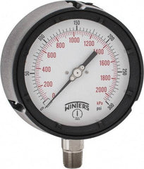 Winters - 4-1/2" Dial, 1/2 Thread, 0-300 Scale Range, Pressure Gauge - Lower Connection Mount, Accurate to 0.5% of Scale - Makers Industrial Supply