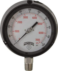 Winters - 4-1/2" Dial, 1/2 Thread, 0-1,000 Scale Range, Pressure Gauge - Lower Connection Mount, Accurate to 0.5% of Scale - Makers Industrial Supply