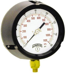 Winters - 4-1/2" Dial, 1/4 Thread, 30-0-60 Scale Range, Pressure Gauge - Lower Connection Mount, Accurate to 0.5% of Scale - Makers Industrial Supply