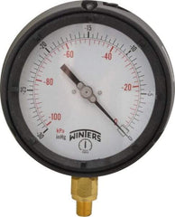 Winters - 4-1/2" Dial, 1/4 Thread, 30-0 Scale Range, Pressure Gauge - Lower Connection Mount, Accurate to 0.5% of Scale - Makers Industrial Supply