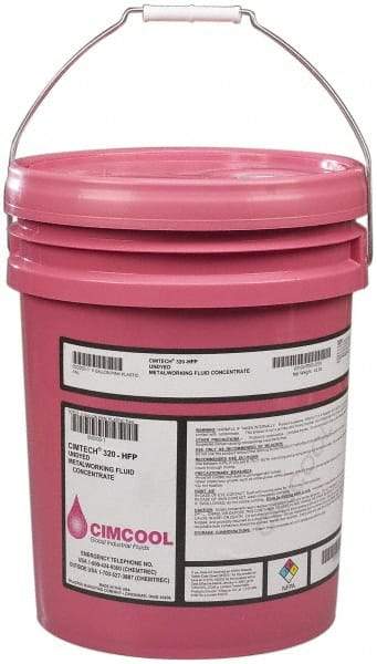 Cimcool - Cimtech 320-HFP, 5 Gal Pail Cutting & Grinding Fluid - Synthetic, For Boring, Drilling, Milling, Reaming, Tapping, Turning - Makers Industrial Supply