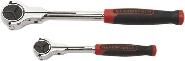 GearWrench - 1/4" & 3/8" Drive Thumbwheel Ratchet Set - Full Polish Chrome Finish, Various Lengths, 72 Gear Teeth, Cushion Grip Handle, Rotator Head - Makers Industrial Supply