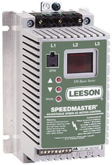 Leeson - Single Phase, 208-240 Volt, 1/2 hp, Frequency Drive, Inverter & Speed Control - 3.64" Wide x 3.26" Deep x 5-3/4" High, Open Chassis - Makers Industrial Supply