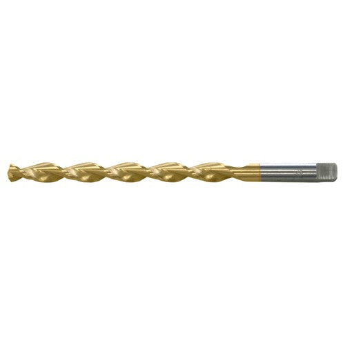 17/32 RHS / RHC HSS 135 Degree Notched Point Deep Hole Parabolic Taper Length Drill - TiN - Exact Industrial Supply