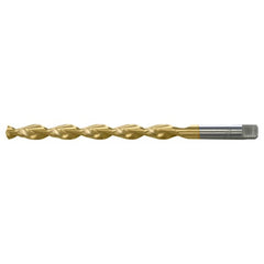 35/64 RHS / RHC HSS 135 Degree Notched Point Deep Hole Parabolic Taper Length Drill - TiN - Exact Industrial Supply