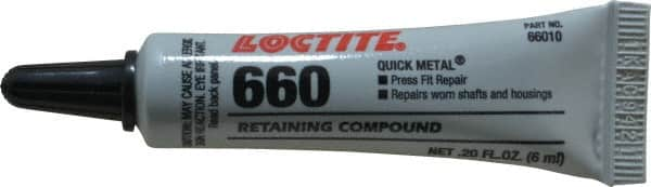 Loctite - 6 mL Tube, Silver, High Strength Paste Retaining Compound - Series 660, 24 hr Full Cure Time, Heat Removal - Makers Industrial Supply