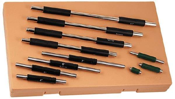 Mitutoyo - 1 to 11 Inch Long, 11 Piece Micrometer Calibration Standard Set - Accuracy Up to 0.000012 Inch, For Use with Outside Micrometer, Includes Carrying Case - Makers Industrial Supply