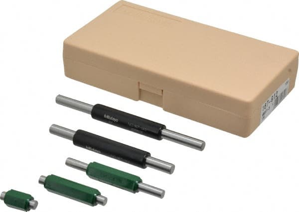 Mitutoyo - 1 to 5 Inch Long, 5 Piece Micrometer Calibration Standard Set - Accuracy Up to 0.000012 Inch, For Use with Outside Micrometer, Includes Carrying Case - Makers Industrial Supply