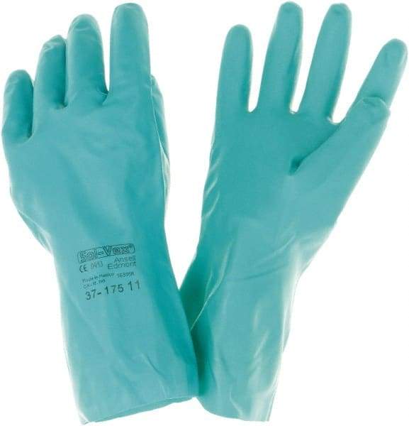 Ansell - Size 11, 13" Long, 15 mil Thick, Nitrile Chemical Resistant Gloves - Green - Makers Industrial Supply