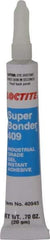 Loctite - 0.70 oz Tube Clear Instant Adhesive - Series 409, 75 sec Working Time, 24 hr Full Cure Time, Bonds to Metal, Plastic & Rubber - Makers Industrial Supply