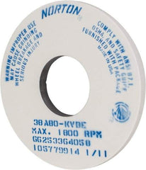 Norton - 14" Diam x 5" Hole x 1" Thick, K Hardness, 80 Grit Surface Grinding Wheel - Aluminum Oxide, Type 1, Medium Grade, 1,800 Max RPM, Vitrified Bond, No Recess - Makers Industrial Supply