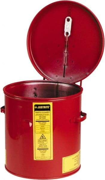 Justrite - 2 Gallon Capacity, 24-Gauge Coated Steel Body, Red Dip Tank - 10 Inch High x 9-3/8 Inch Diameter - Makers Industrial Supply