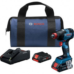 Bosch - 18 Volt, 1/4" Drive, 1,800 In/Lb Torque, Cordless Impact Driver - Pistol Grip Handle, 1100, 2300, 3400 RPM, 2 Lithium-Ion Batteries Included - Makers Industrial Supply