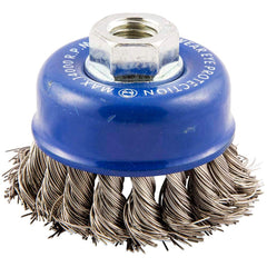 Norton - 2-3/4" Diam 5/8-11 Threaded Arbor Stainless Steel Fill Cup Brush - Makers Industrial Supply