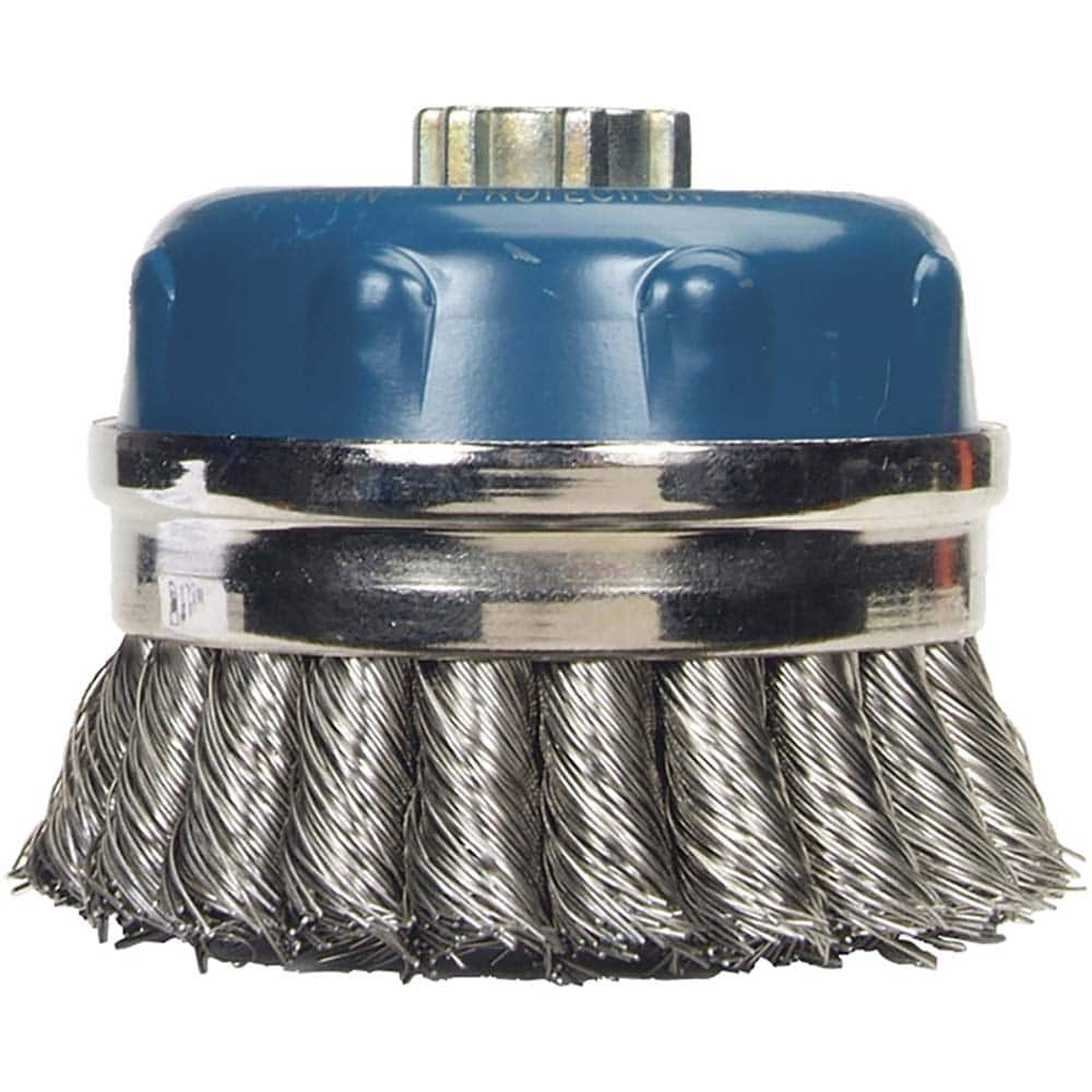 Norton - 4" Diam 5/8-11 Threaded Arbor Stainless Steel Fill Cup Brush - Makers Industrial Supply