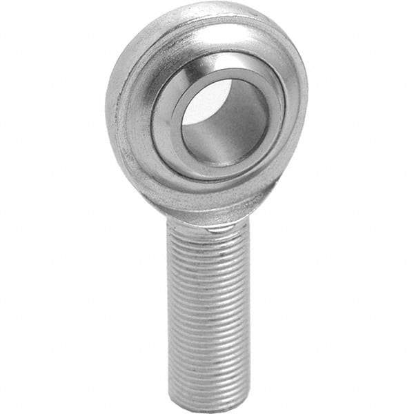 Tritan - 3/8" ID, 5,100 Lb Max Static Cap, Male Spherical Rod End - 3/8-24 RH, 1/2" Shank Diam, 1-1/4" Shank Length, Zinc Plated Carbon Steel with Low Carbon Steel Raceway - Makers Industrial Supply