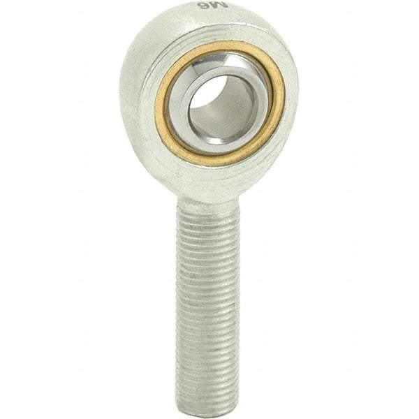 Tritan - 1" ID, 5-1/2" Max OD, 40,000 Lb Max Static Cap, Male Spherical Rod End - 1-1/4 - 12 RH, 1-3/8" Shank Diam, 2-1/8" Shank Length, Zinc Plated Carbon Steel with Sintered Oil Impregnated Bronze Raceway - Makers Industrial Supply