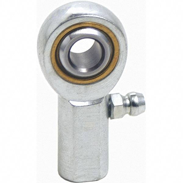 Tritan - 3/4" ID, 3-3/4" Max OD, 11,550 Lb Max Static Cap, Female Spherical Rod End - 3/4-16 UNF RH, 7/8" Shank Diam, 1-9/16" Shank Length, Zinc Plated Carbon Steel with Sintered Oil Impregnated Bronze Raceway - Makers Industrial Supply