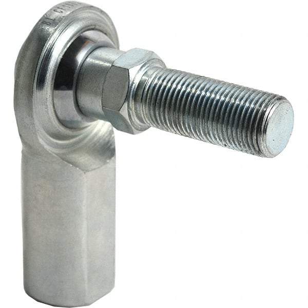 Tritan - 5/8" ID, 9,800 Lb Max Static Cap, Female Spherical Rod End - 5/8-18 UNF RH, 3/4" Shank Diam, 1-3/8" Shank Length, Zinc Plated Carbon Steel with Low Carbon Steel Raceway - Makers Industrial Supply