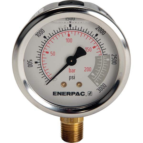 Enerpac - Hydraulic Pressure Gages & Adapters Type: Glycerine Filled Pressure Rating: 3000 - Makers Industrial Supply