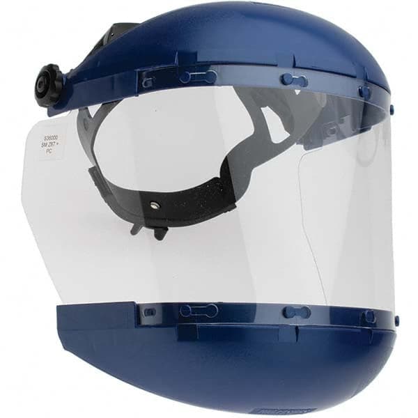 Sellstrom - Nylon Blue Ratchet Adjustment Face Shield with Chin Guard - Makers Industrial Supply