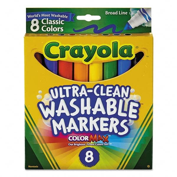 Crayola - Markers & Paintsticks Type: Washable Marker Color: Black; Blue; Brown; Green; Orange; Red; Violet; Yellow - Makers Industrial Supply