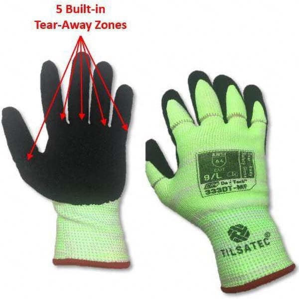 Tilsatec - Size L (9), ANSI Cut Lvl A4, Puncture Lvl 3, Abrasion Lvl 4, Micro-Foam Nitrile Coated Cut & Puncture Resistant Gloves - Makers Industrial Supply