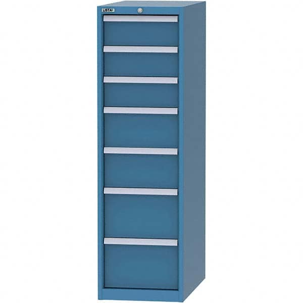 LISTA - 7 Drawer, 45 Compartment Bright Blue Steel Modular Storage Cabinet - Makers Industrial Supply