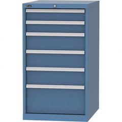 LISTA - 6 Drawer, 99 Compartment Bright Blue Steel Modular Storage Cabinet - Makers Industrial Supply