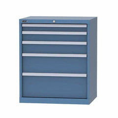 LISTA - 5 Drawer, 124 Compartment Bright Blue Steel Modular Storage Cabinet - Makers Industrial Supply