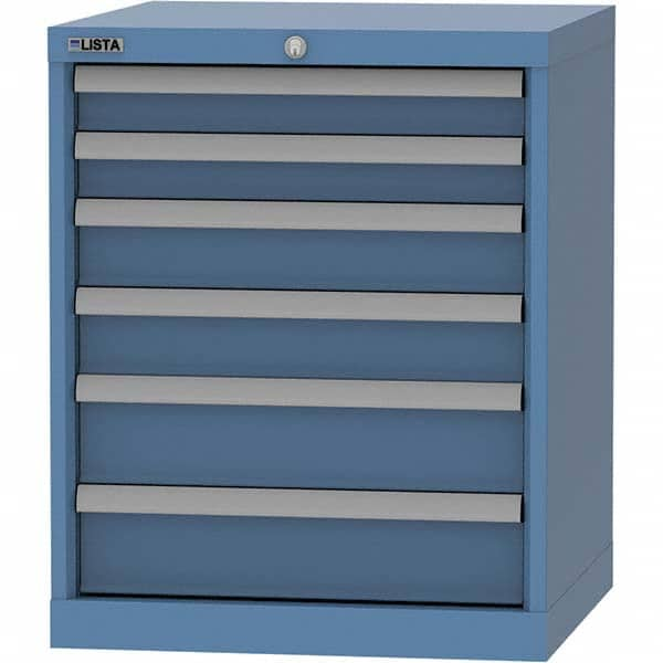 LISTA - 6 Drawer, 84 Compartment Bright Blue Steel Modular Storage Cabinet - Makers Industrial Supply