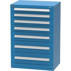 Vidmar - 7 Drawer, 45 Compartment Bright Blue Steel Modular Storage Cabinet - Exact Industrial Supply