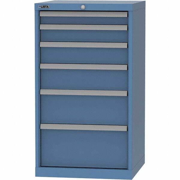 LISTA - 6 Drawer, 84 Compartment Bright Blue Steel Modular Storage Cabinet - Makers Industrial Supply