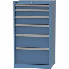 LISTA - 6 Drawer, 84 Compartment Bright Blue Steel Modular Storage Cabinet - Makers Industrial Supply