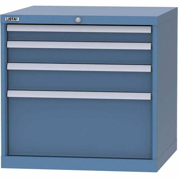 LISTA - 4 Drawer, 45 Compartment Bright Blue Steel Modular Storage Cabinet - Makers Industrial Supply