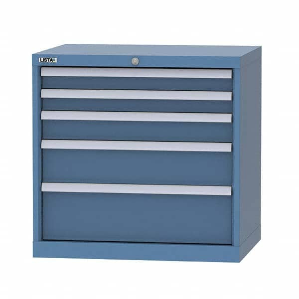 LISTA - 4 Drawer, 124 Compartment Bright Blue Steel Modular Storage Cabinet - Makers Industrial Supply