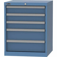 LISTA - 5 Drawer, 84 Compartment Bright Blue Steel Modular Storage Cabinet - Makers Industrial Supply