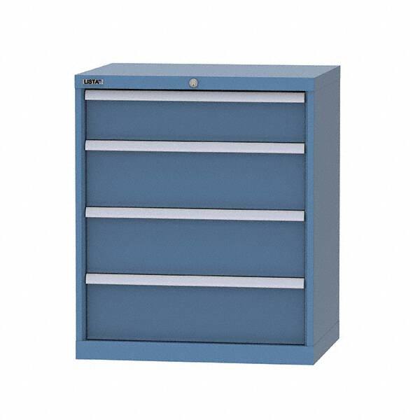 LISTA - 4 Drawer, 124 Compartment Bright Blue Steel Modular Storage Cabinet - Makers Industrial Supply