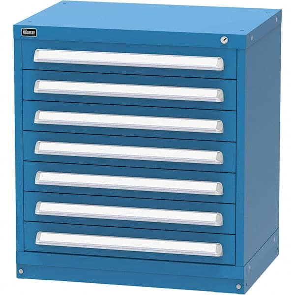 Vidmar - 7 Drawer, 45 Compartment Bright Blue Steel Modular Storage Cabinet - Makers Industrial Supply