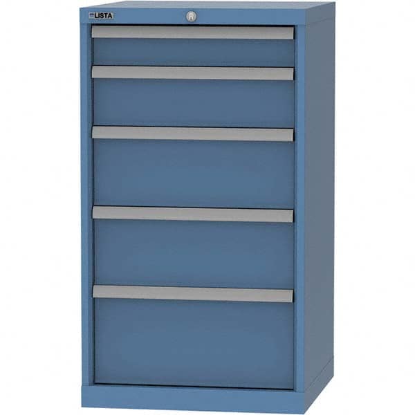 LISTA - 5 Drawer, 84 Compartment Bright Blue Steel Modular Storage Cabinet - Makers Industrial Supply