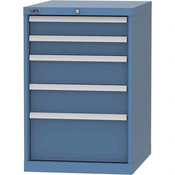 LISTA - 5 Drawer, 99 Compartment Bright Blue Steel Modular Storage Cabinet - Makers Industrial Supply