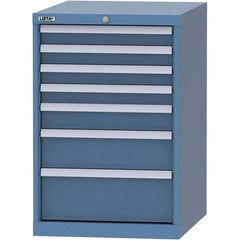 LISTA - 7 Drawer, 99 Compartment Bright Blue Steel Modular Storage Cabinet - Makers Industrial Supply