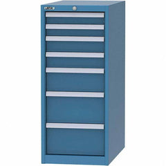 LISTA - 7 Drawer, 45 Compartment Bright Blue Steel Modular Storage Cabinet - Makers Industrial Supply