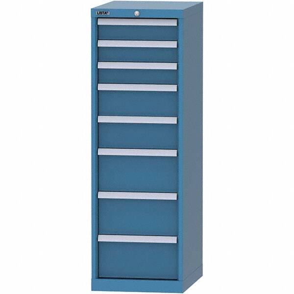 LISTA - 8 Drawer, 216 Compartment Bright Blue Steel Modular Storage Cabinet - Makers Industrial Supply